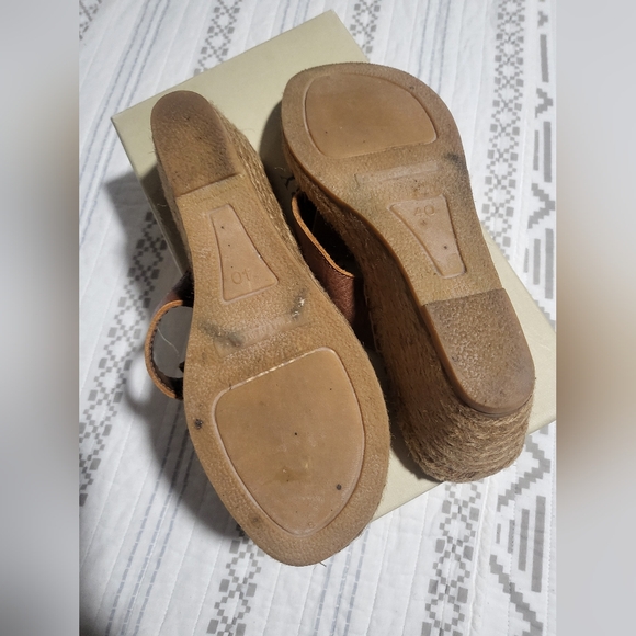 Burberry Authentic Nova Check Brown Leather Espadrille Wedge Sandals Sz 40 US 9 - Picture 5 of 6